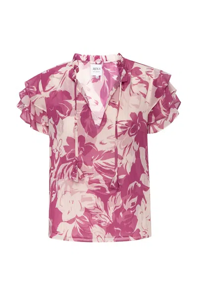 Misa Maria Top In Fuchsia In Multi
