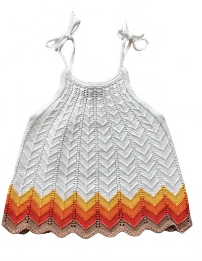 Autumn Cashmere Women's Zig Zag Stitch Flared Halter Tank Top In Bleach White Warn Combo