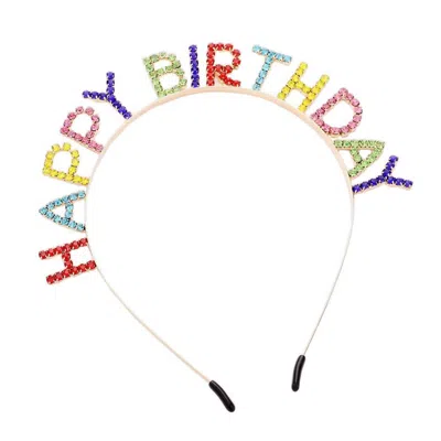 Pearl And Rox Women's Happy Birthday Crystal Rhinestone Headband In Multi