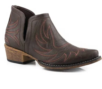 Roper Women's Ava Faux Leather Snip Toe Short Boot In Brown