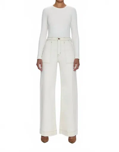Pistola Penny Utility High Rise Wide Leg Denim Pants In Ecru In White