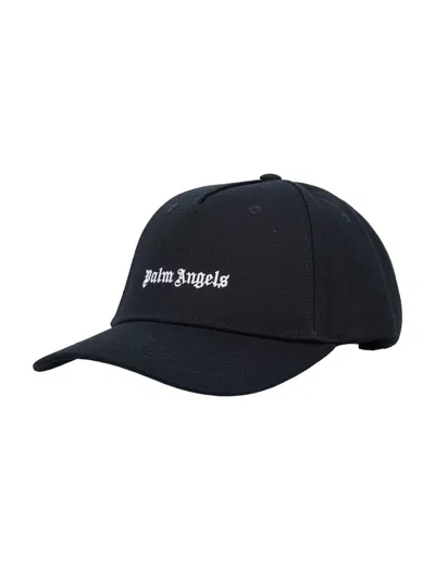 Palm Angels Black Baseball Cap With White Logo Print