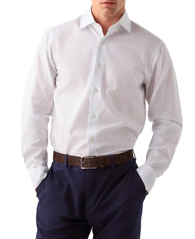 Robert Talbott Reynolds Dobby Stripe Contemporary Fit Shirt In White