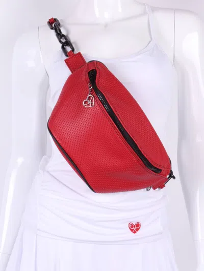 Love Love Tennis Women's Bum Bag In Textured Red With Black Trim