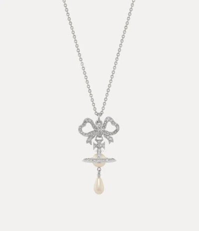 Vivienne Westwood Rigoberta Pearl Pendant Necklace Platinum-crystal-velvet-crystal-creamrose-pearl Platinum-crystal-ve