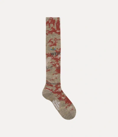 Vivienne Westwood High Sock Toile De Jouy Sand 4-5 Unisex In Multi