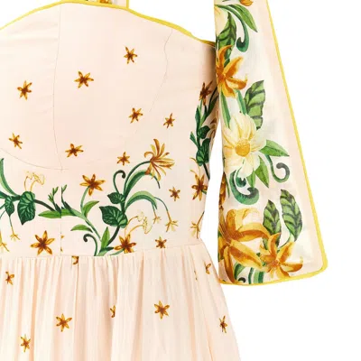 Farm Rio Floral Midi Dress With Shoulder Bows