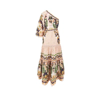 Farm Rio Floral Cotton One-shoulder Maxi Dress