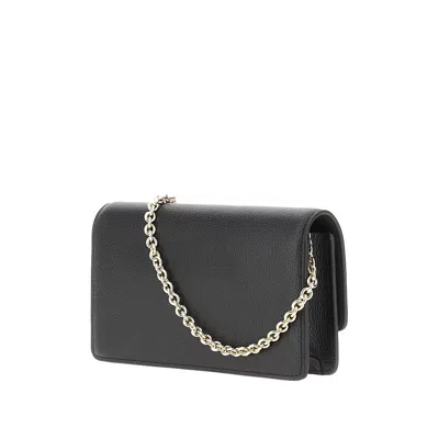 Emporio Armani Grained Leather Clutch With Chain In Black