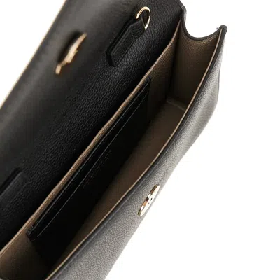 Emporio Armani Grained Leather Clutch With Chain In Black