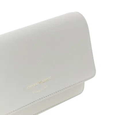 Emporio Armani Grained Leather Clutch With Chain In White