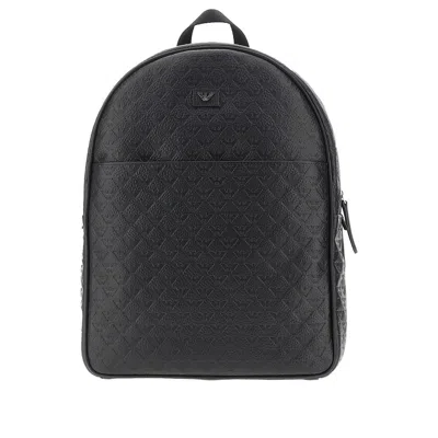 Emporio Armani Ll-over Eagle Embossed Leather Backpack