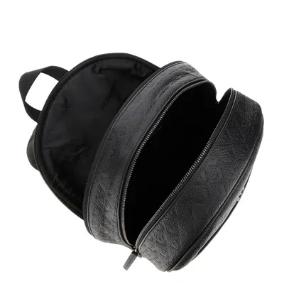 Emporio Armani Ll-over Eagle Embossed Leather Backpack
