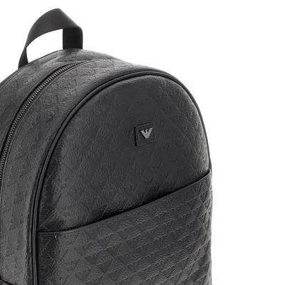 Emporio Armani Ll-over Eagle Embossed Leather Backpack
