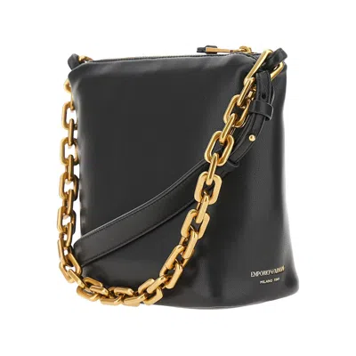 Emporio Armani Ppa Leather Small Hobo Bag With Chain