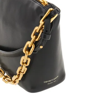 Emporio Armani Ppa Leather Small Hobo Bag With Chain