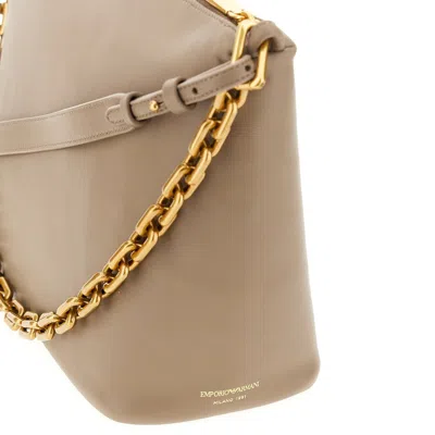 Emporio Armani Ppa Leather Medium Hobo Bag With Chain