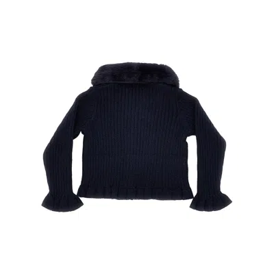 Mayoral Ribbed Cardigan With Detachable Collar Kids In Blue