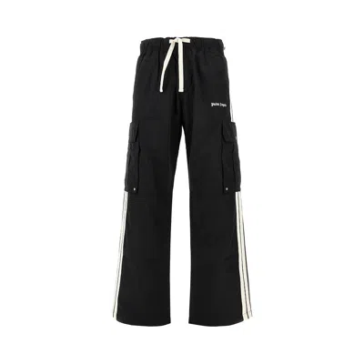 Palm Angels Side-stripe Cargo Track Pants In Black