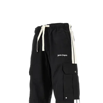 Palm Angels Side-stripe Cargo Track Pants In Black