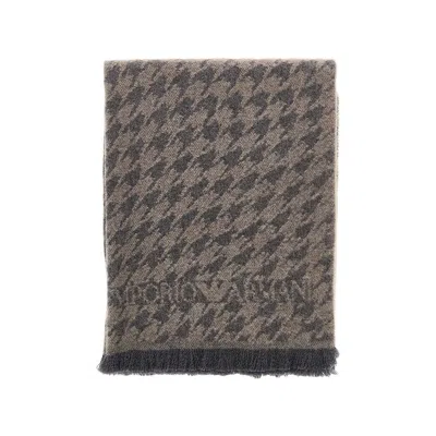 Emporio Armani Houndstooth Jacquard Wool Scarf