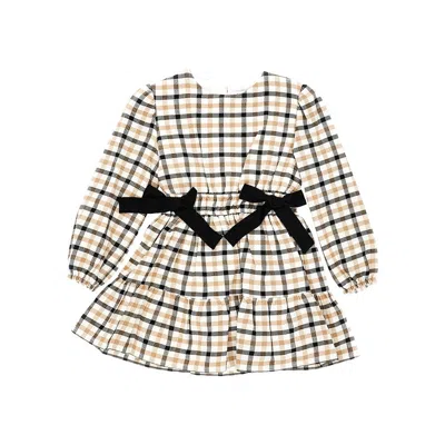 Mayoral Twill Mini Dress With Bows Kids In White