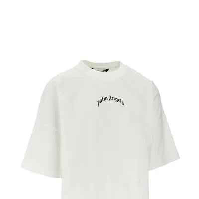 Palm Angels Relaxed-fit White T-shirt With Logo Print In White