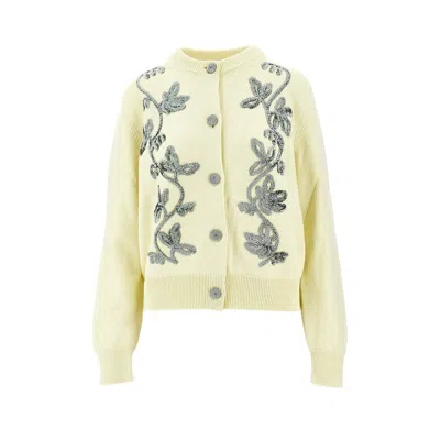Jil Sander Cardigan With Velvet Floral Embroidery