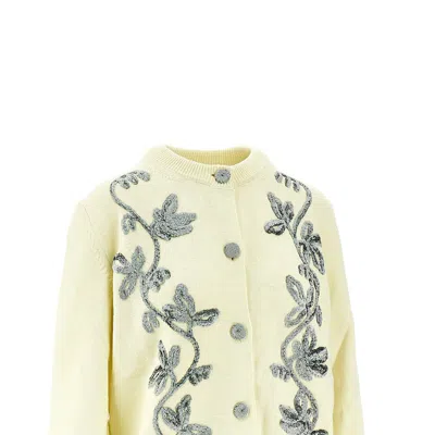 Jil Sander Cardigan With Velvet Floral Embroidery