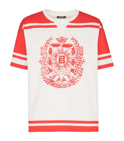 Balmain Varsity Print T-shirt In Red