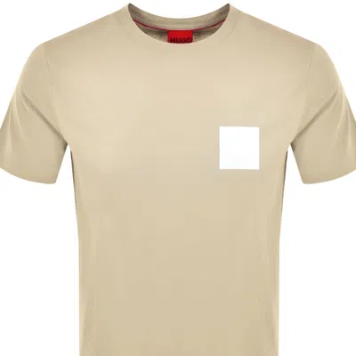 Hugo Boss Cotton-jersey T-shirt With Curved-logo Print In Nude