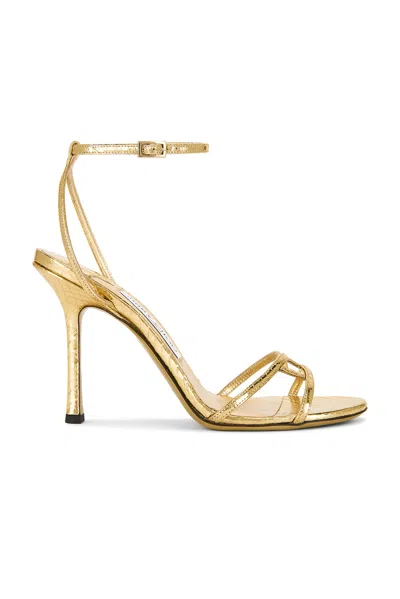 Jimmy Choo 1998 Leo 100 Gold Leather Sandals In Gold