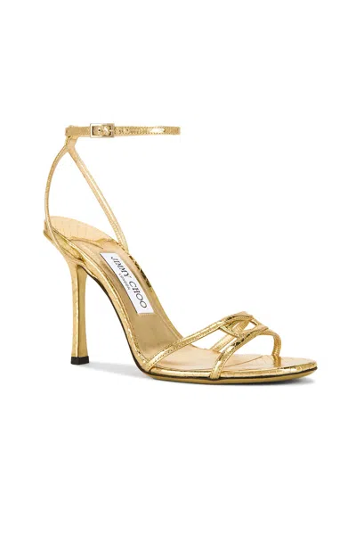 Jimmy Choo 1998 Leo 100 Gold Leather Sandals In Gold