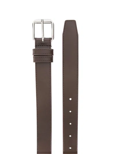 Comme Des Garçons Leather Buckle Belt In Brown