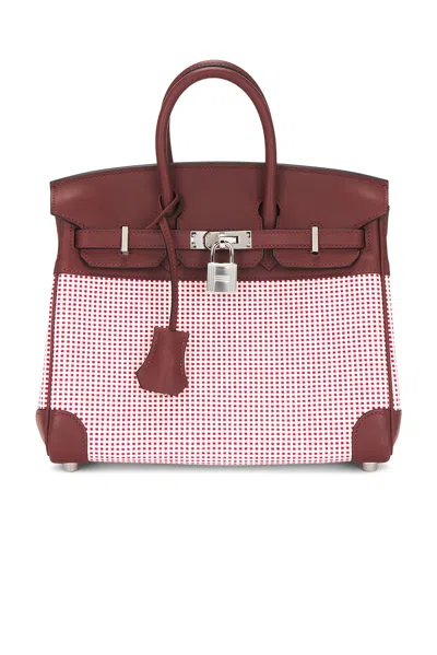 Pre-owned Hermes Swift & Toile Qaudrille Birkn 25 Handbag