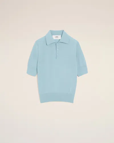 Ami Alexandre Mattiussi Blue Wool Ami De Coeur Polo Blue