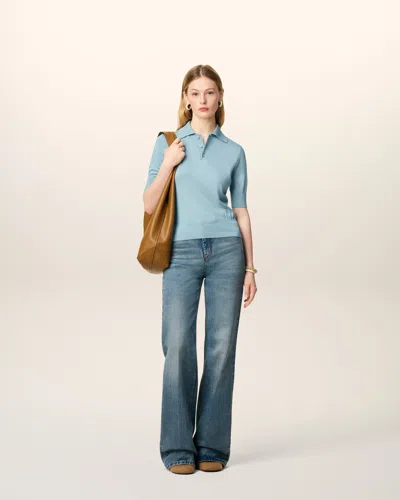 Ami Alexandre Mattiussi Blue Wool Ami De Coeur Polo Blue