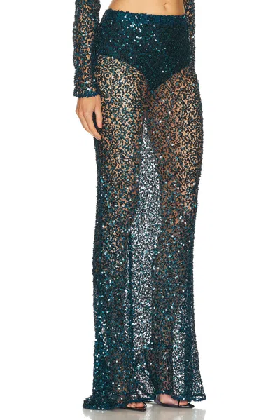 Lapointe Net Paillette Maxi Skirt In Green