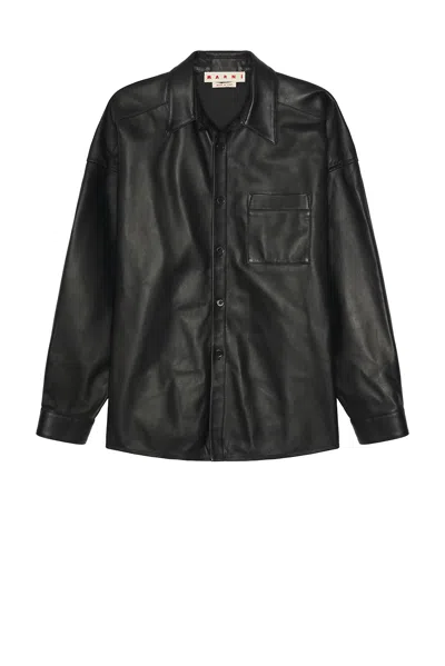 Marni Leather Shirt In Black