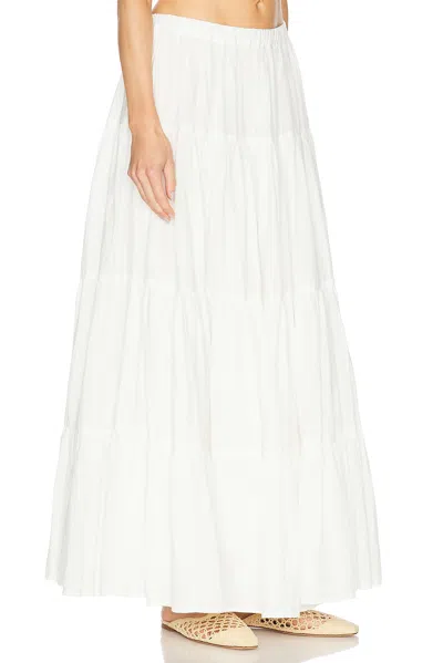Sprwmn Shirred Ruffle Tiered Skirt In White