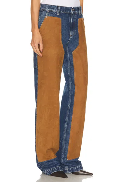 Stella Mccartney Denim Mixed Suede Jeans Medium Vintage Blue In Blue