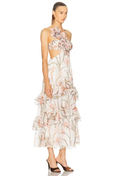 Patbo Botanic Retro Flower Applique Beach Dress In White