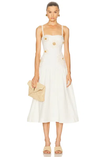 Patbo Tropic Linen Midi Dress In White