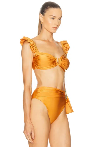 Patbo Lagoa Lycra Flutter Bikini Top In Gold