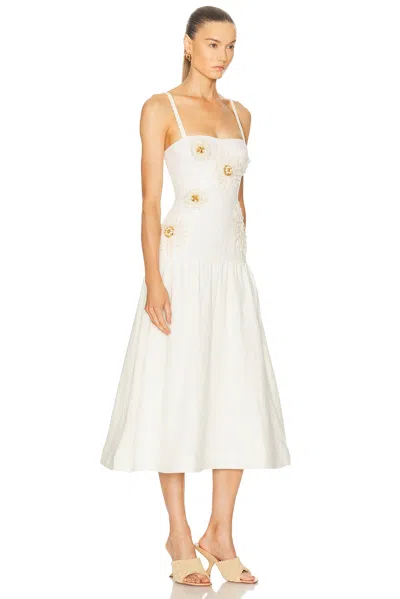Patbo Tropic Linen Midi Dress In White