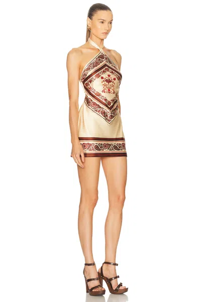 Retroféte Adelaide Floral Silk Halter Mini Dress