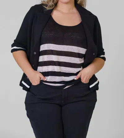 Minnie Rose Cotton Blend Shrunken Blazer - Plus Size In Black