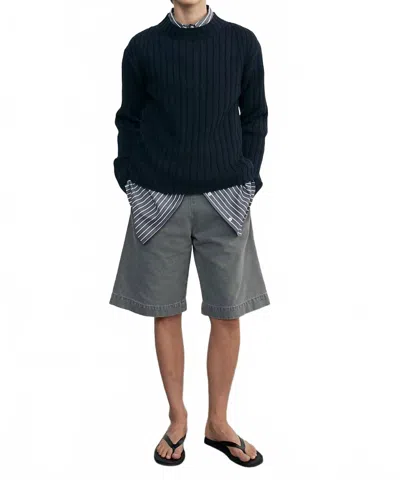 Enza Costa Chunky Cotton Fisherman Sweater In Indigo
