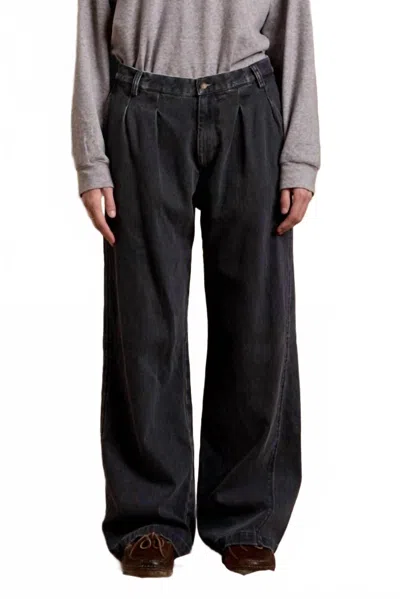 Denimist Women's Double Pleat Wide Leg Chino In Indigo In Black