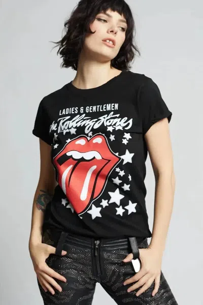 Recycled Karma Rolling Stones Stars Grpahic Tee In Black In Black